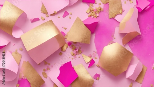 Pink with pieces of gold texture background