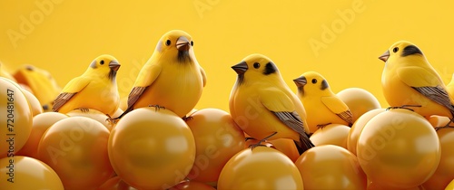 A canary bird is showcased in all its beauty as it perches gracefully, exuding charm and grace. photo