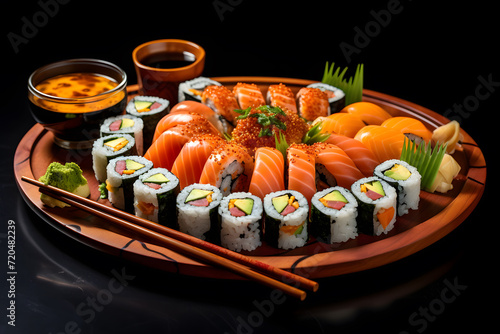 A plate of mouthwatering sushi rolls 