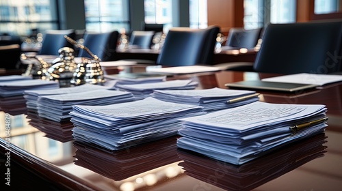 collection of report papers for business purposes, such as annual reports on a table.