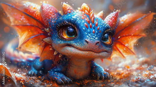cute colorful baby dragon print illustration © Adja Atmaja
