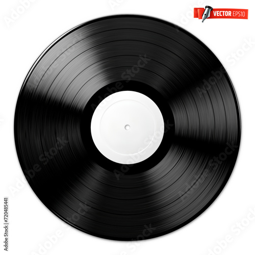 Vector realistic illustration of a vinyl record on a white background.