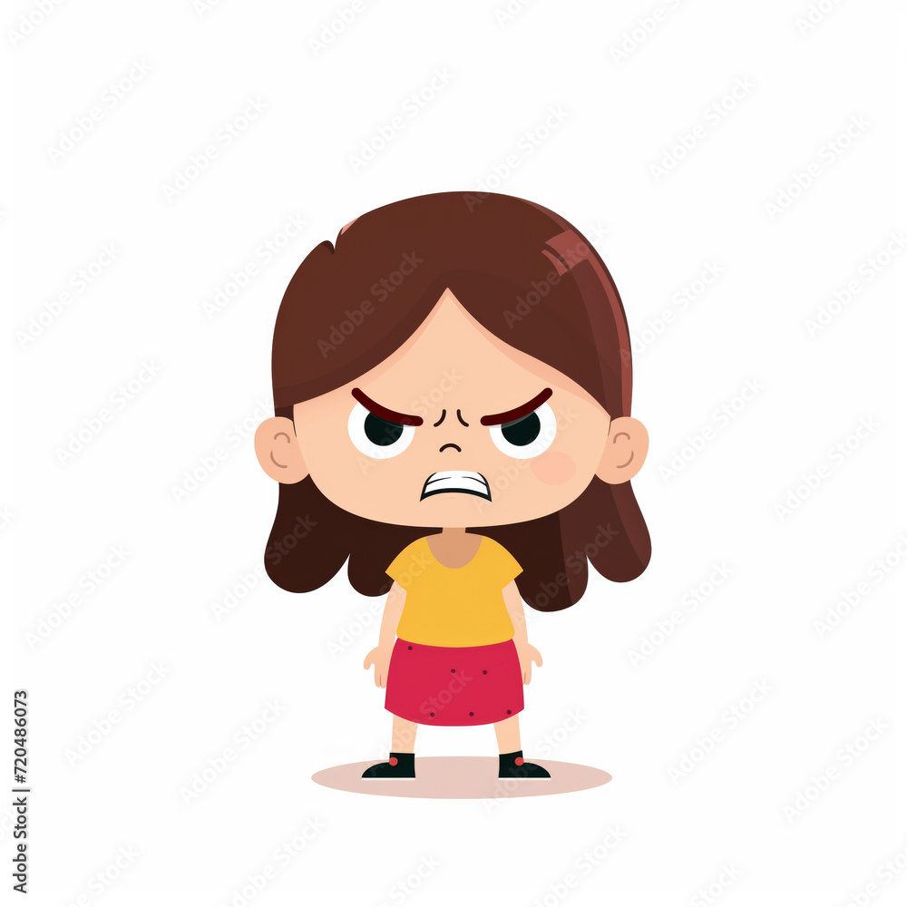 Angry little girl, with a disgruntled face on a white background Angry little girl, with a disgruntled face on a white background