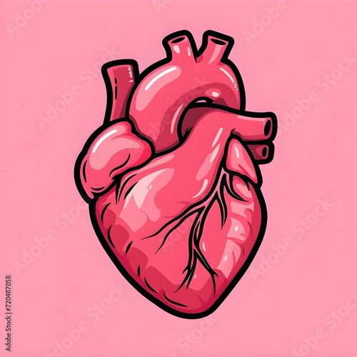  An illustration of an internal human heart on a wonderful background,