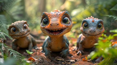 Fototapeta Naklejka Na Ścianę i Meble -  colorful cute baby dinosaur print illustration