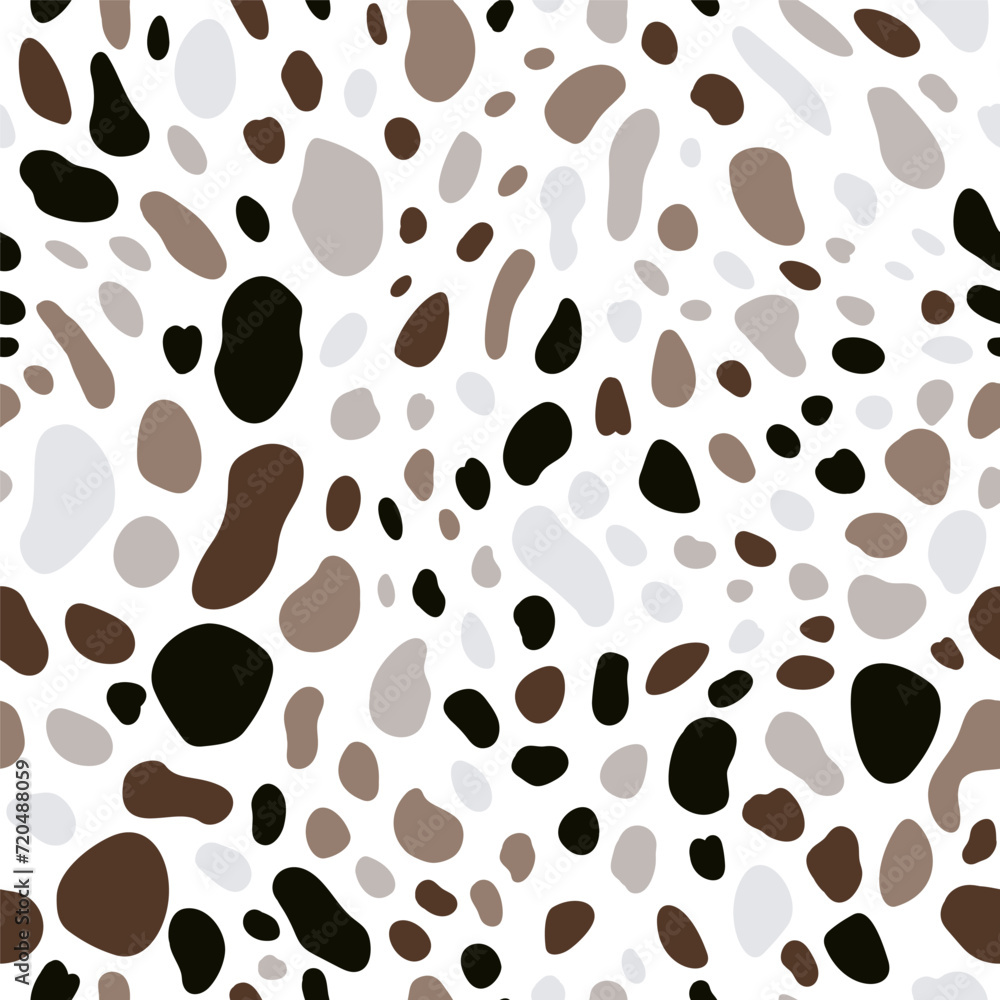 Seamless pattern with Dalmatian spots and cow prints. Animal fur texture surface. Seamless pattern with Dalmatian spots and cow prints. Animal fur texture surface.