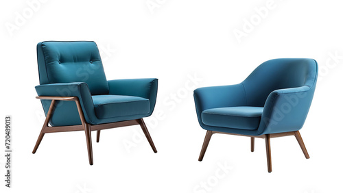 collection Set of different blue nova armchair isolated on a transparent background.