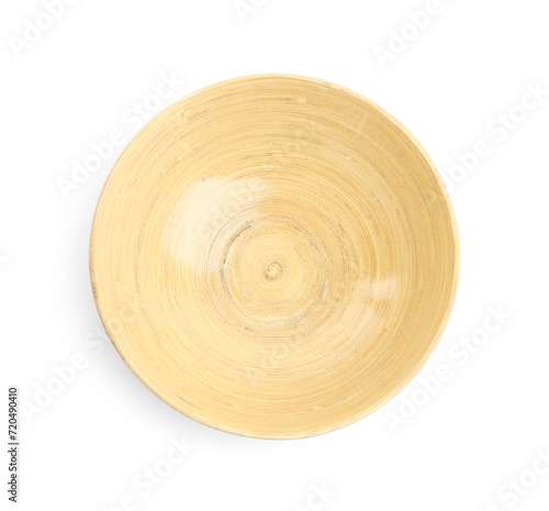 Beige bowl isolated on white, top view. Cooking utensil