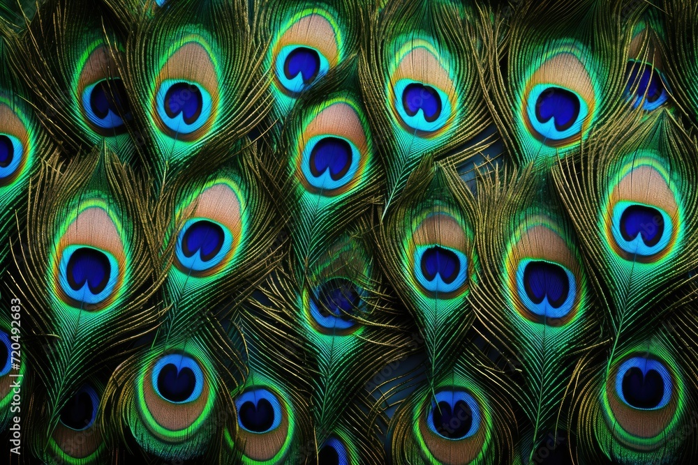 Obraz premium Peacock feather background, Abstract peacock feather, Ai generated
