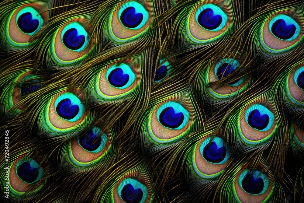 Obraz premium Peacock feather background, Abstract peacock feather, Ai generated