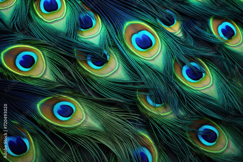Obraz premium Peacock feather background, Abstract peacock feather, Ai generated