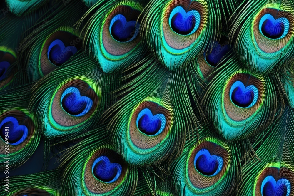 Obraz premium Peacock feather background, Abstract peacock feather, Ai generated