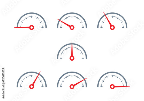 gray and red indicator set. semicircular dial set