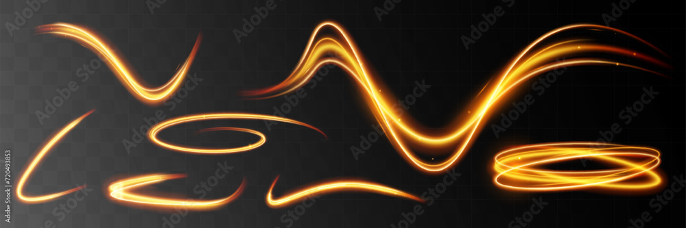 Light wave,shiny gold lines.Color glowing design element.Wavy bright stripes.Vector illustration.
Light wave,shiny gold lines.Color glowing design element.Wavy bright stripes.Vector illustration.