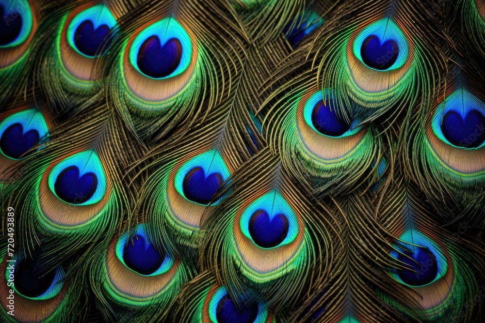 Obraz premium Peacock feather background, Abstract peacock feather, Ai generated