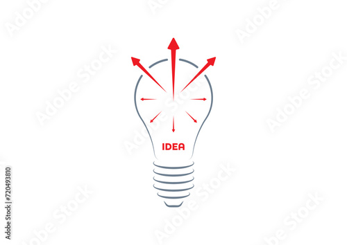 gray light bulb and red arrow signs. innovation concept. growth, idea, thinking concept