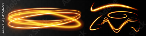 Light wave,shiny gold lines.Color glowing design element.Wavy bright stripes.Vector illustration.	

