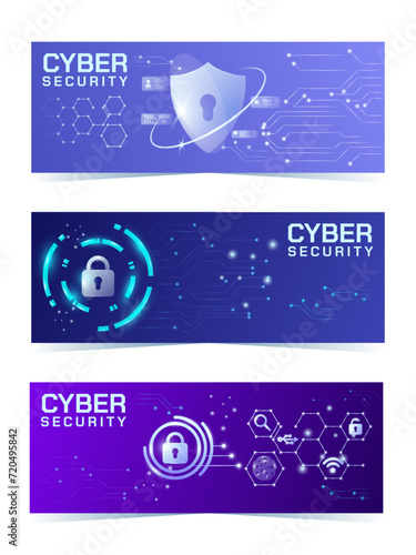 Cyber Crime Awareness Banner Collection with High Tech