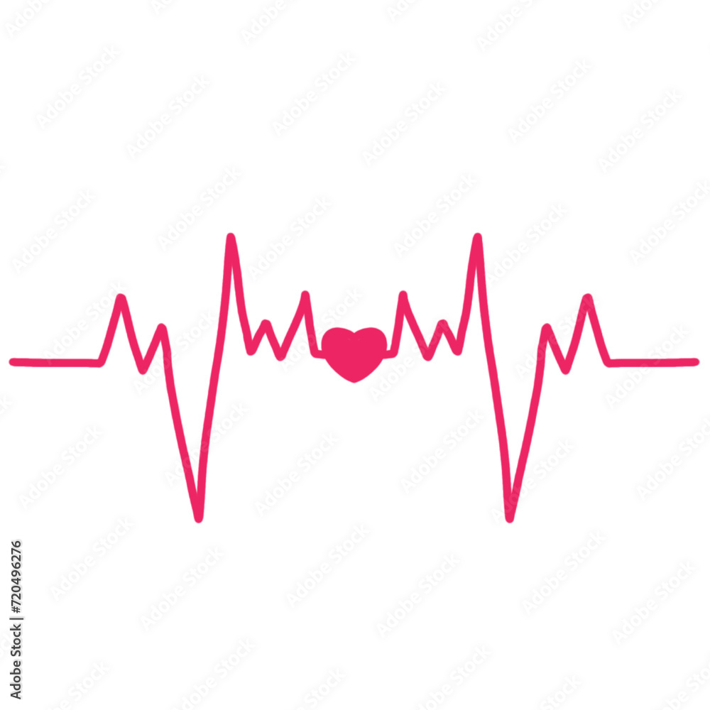 Heart Beat Cardiogram Valentine Illustration