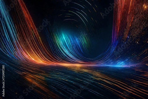 Envision a breathtaking AI-crafted scene where Abstract Waves, Rainbows, and Stars come together to symbolize the perpetual motion of change, possibility, and mystery.