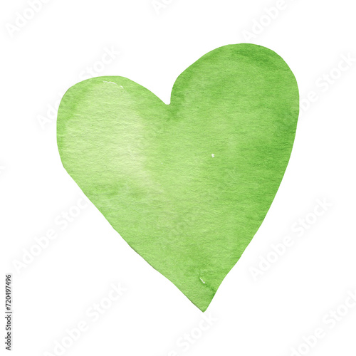Watercolor green hearts. Valentine's Day. Colorful watercolor romantic texture. Llovely card photo