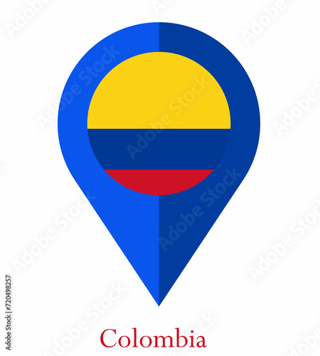 Flag Of Colombia  Colombia flag  National flag of Colombia. map pin flag of Colombia.