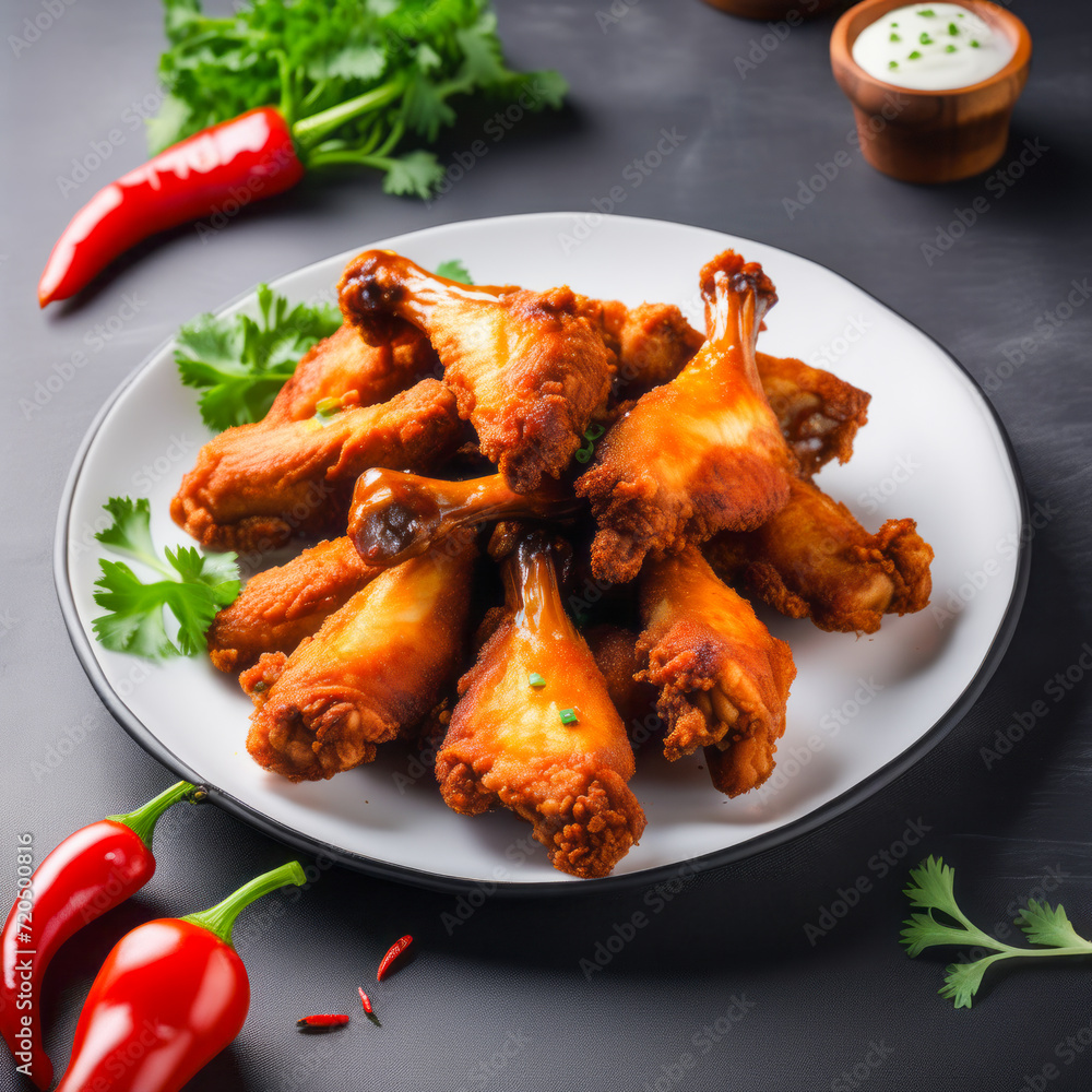 wings with sauce on black wooden table wings with sauce on black wooden table