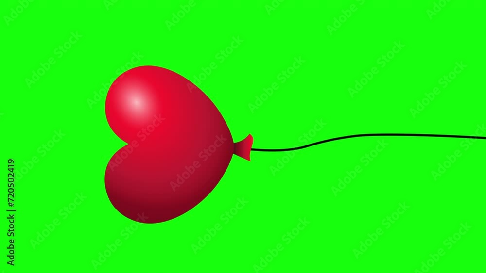 Animated Red heart shaped balloon hanging in air and isolated on green screen chroma key. Love concept design element. Valentines day. Valentine's Day and love symbol 3d heart balloon. Animated Red heart shaped balloon hanging in air and isolated on green screen chroma key. Love concept design element. Valentines day. Valentine's Day and love symbol 3d heart balloon.