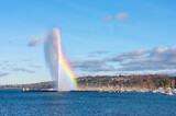 Jet d'eau de Genève avec arc-en-ciel