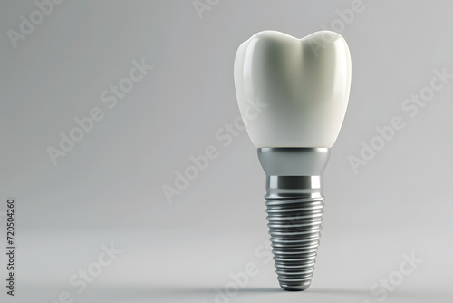 Close up of dental teeth implant isolated on light grey background