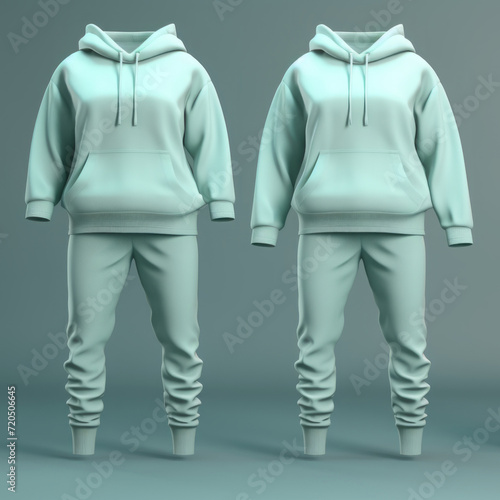 tracksuit with hoodie, collection in mint. sweatshirt with a hood.