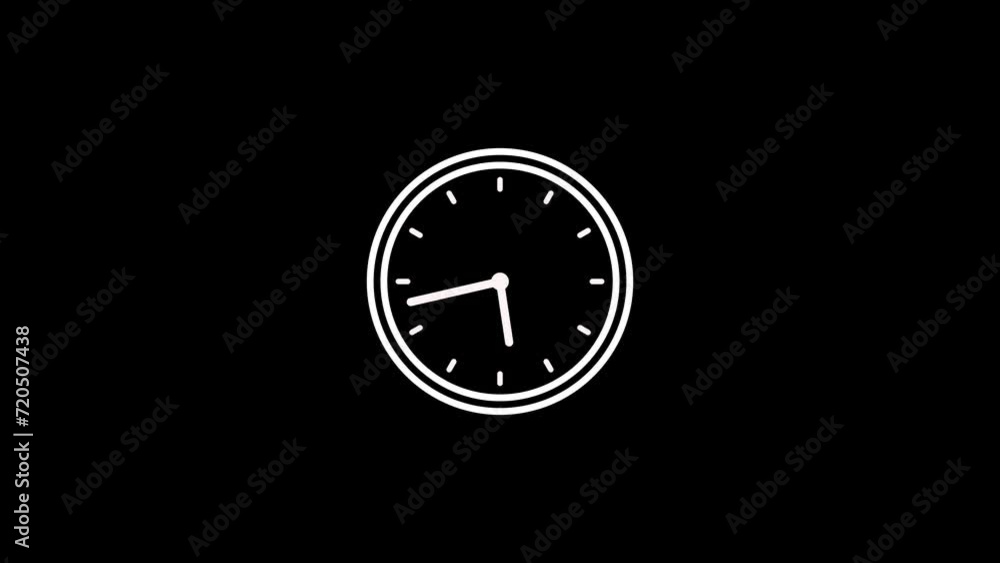 White Clock in a 12 hours loop. timer time lapse video animation. Animated clock. Hands of the clock turn quickly. Concept of time, deadline. Animation wall clock on Black background. White Clock in a 12 hours loop. timer time lapse video animation. Animated clock. Hands of the clock turn quickly. Concept of time, deadline. Animation wall clock on Black background.