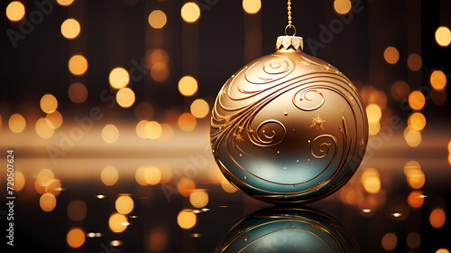 Luxurious Christmas balls on glowing bokeh background, Christmas and New Year minimalistic background
