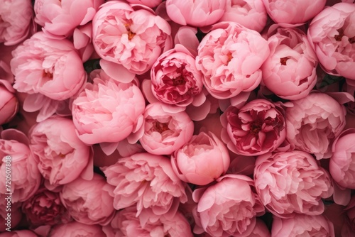 colorful background of pink peonies close up