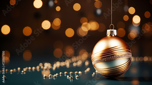 Luxurious Christmas balls on glowing bokeh background, Christmas and New Year minimalistic background