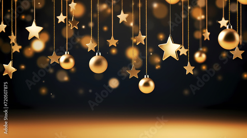 Luxurious Christmas balls on glowing bokeh background, Christmas and New Year minimalistic background