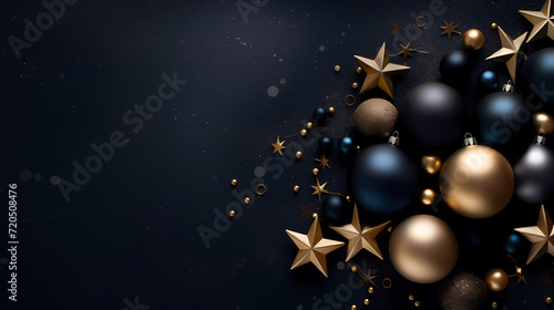 Luxurious Christmas balls on glowing bokeh background, Christmas and New Year minimalistic background