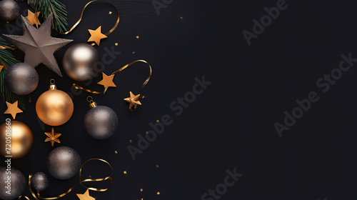 Luxurious Christmas balls on glowing bokeh background, Christmas and New Year minimalistic background