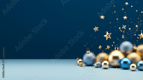 Luxurious Christmas balls on glowing bokeh background, Christmas and New Year minimalistic background