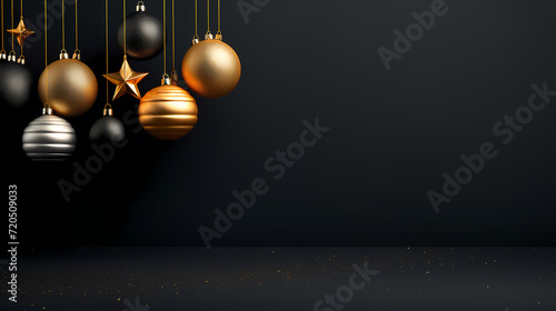 Luxurious Christmas balls on glowing bokeh background, Christmas and New Year minimalistic background