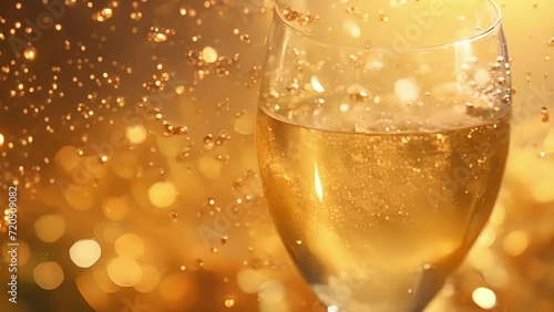 A tingly stream of bubbly Sparkling wine is captured in a glorious slowmotion macro shot. photo