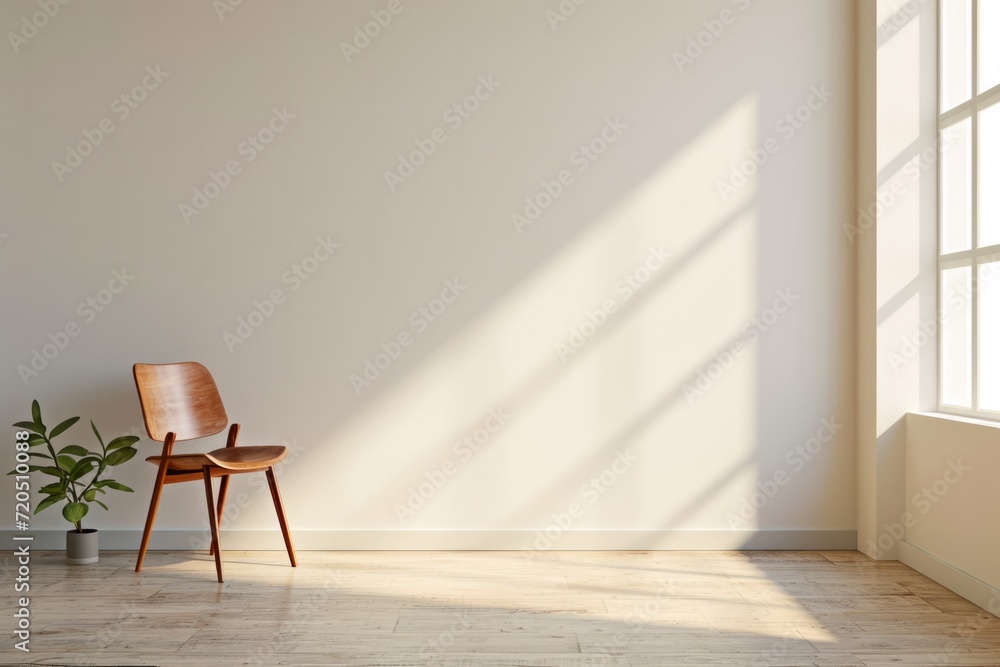 Plain Wall Hosts Minimalist Interior Featuring Single Chair Plain Wall Hosts Minimalist Interior Featuring Single Chair