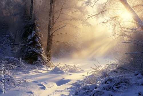 Winter Wonderland Glowing In The Soft Embrace Of Sunlight