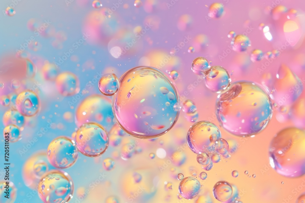 Colorful Serum Droplets On Soft Pastel Backdrop Create Vibrant Scene