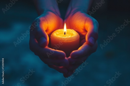 Candle Held In Gentle Hands With Captivating Focus, Evoking Human Connection