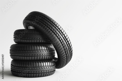 Tires For Cars Positioned Against Clean White Backdrop.   oncept Vintage Cars In Urban Setting  Natural Landscapes For Portraits  Fashion Photoshoot With Bold Patterns