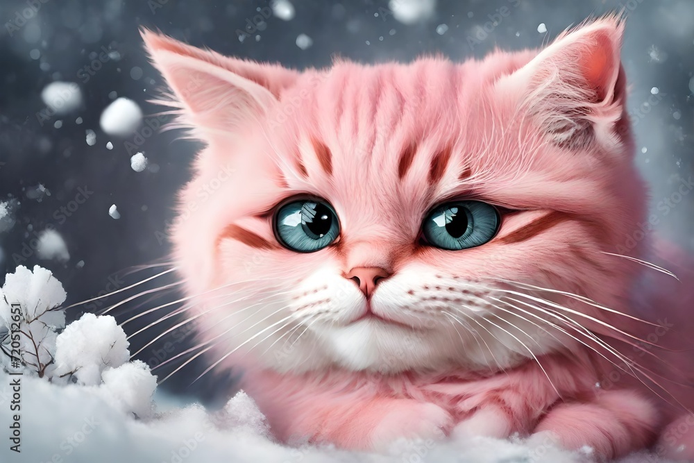 pink kitten wearing big goggle white and pink furry background pink kitten wearing big goggle white and pink furry background