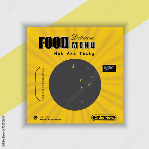 Fast food restaurant business marketing social media post design.