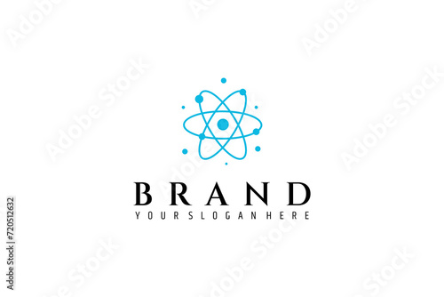  Atom particle logo design vector illustration. atom logo inspiration