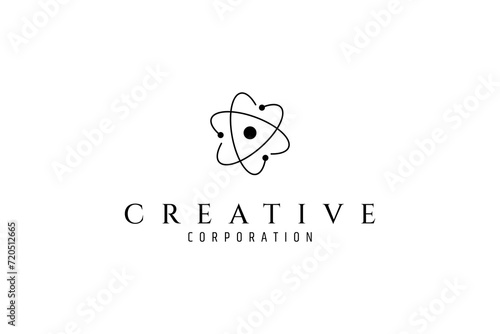atom logo in flat design style